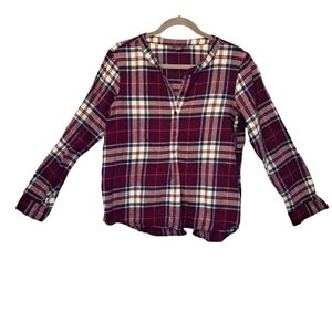 Eddie Bauer Purple and white Plaid Pullover Shirt Size Medium
